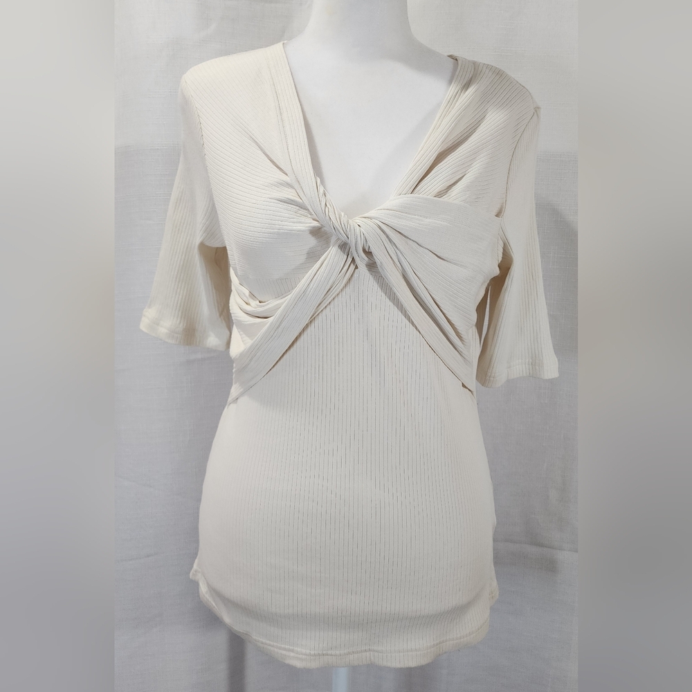 Ralph Lauren Winter Cream Twist Front Top Med NEW